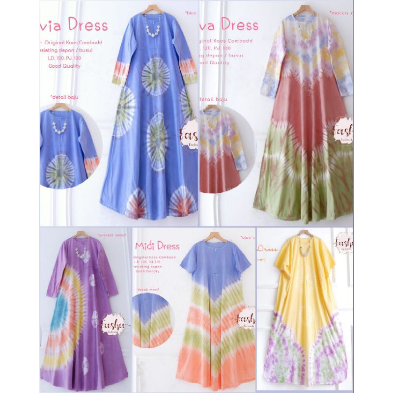 Dress Batik Solo Homedress Kaos Combed Tie Dye Pastel Daster batik wanita ORI