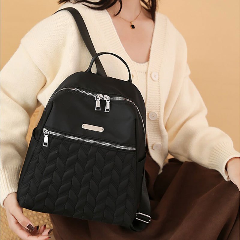 Tas Ransel Wanita Korean Style Bordir Bunga Kapasitas Besar Model Chibao Bahan Tebal Berkwalitas