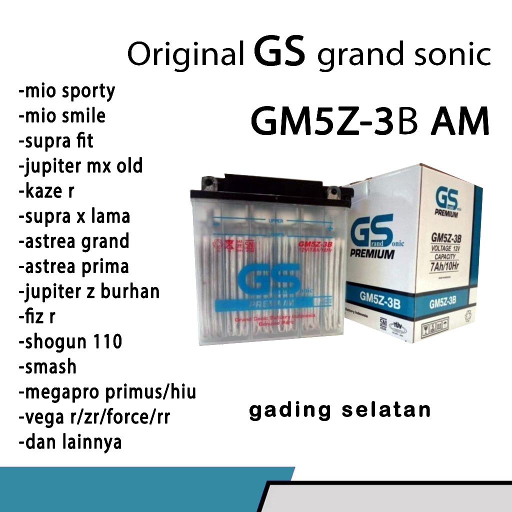 Aki motor fiz r gm5z-3b aki basah GS grand sonic