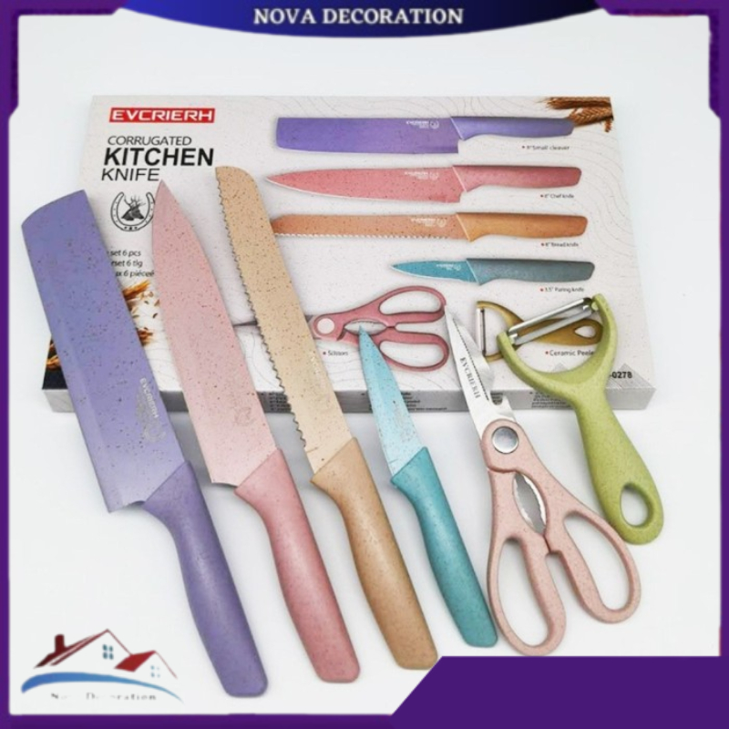 (NOVA) Pisau Dapur Set isi 5 dan isi 6 pcs 1068 - Kitchen Knife Set