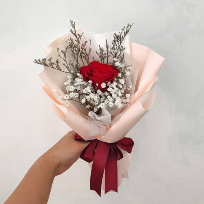 single flower bouquet | fresh flower | bunga asli