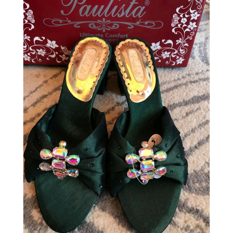 sepatu pesta Paulista size 37 dark green shoes