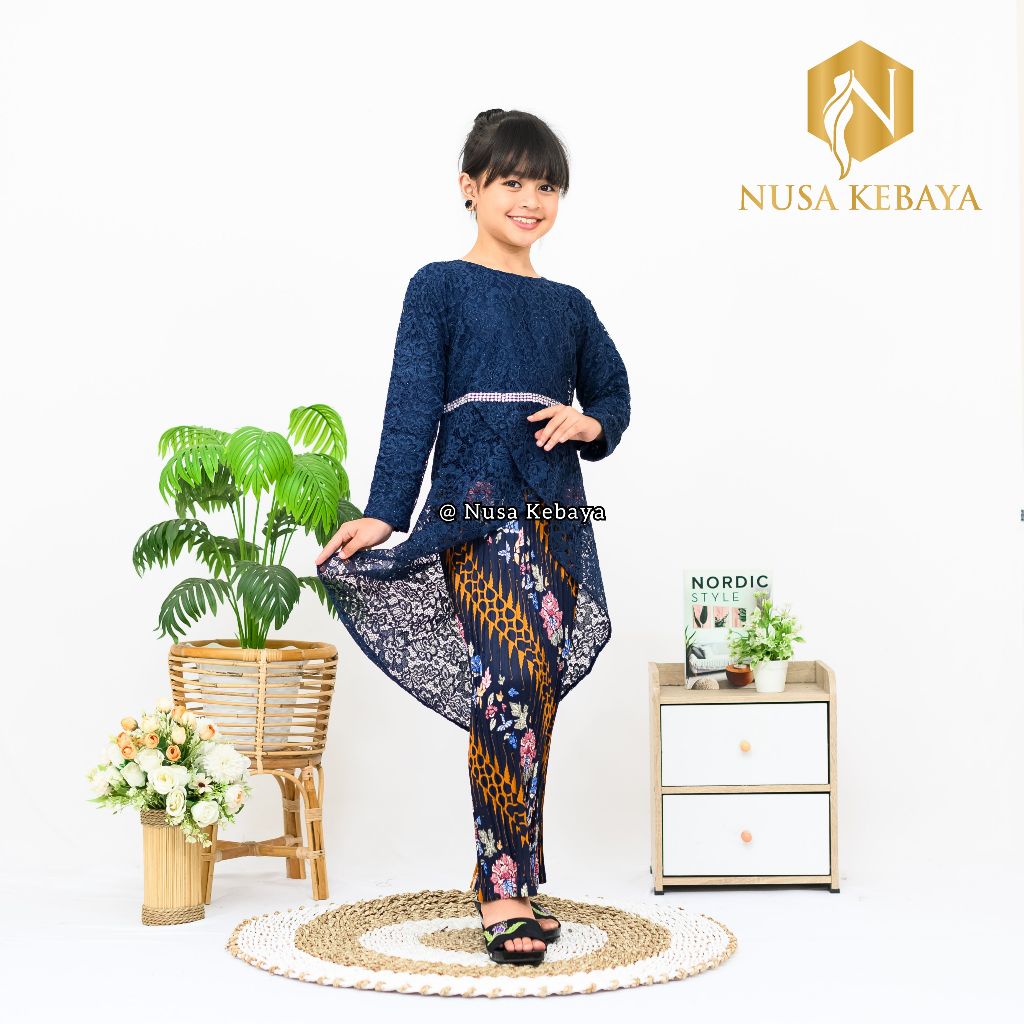 Nusa_Kebaya Setelan Kebaya Anak Perempuan Rok Plisket Kebaya Anak Umur 3 4 5 6 7 8 9 10 11 12 Tahun