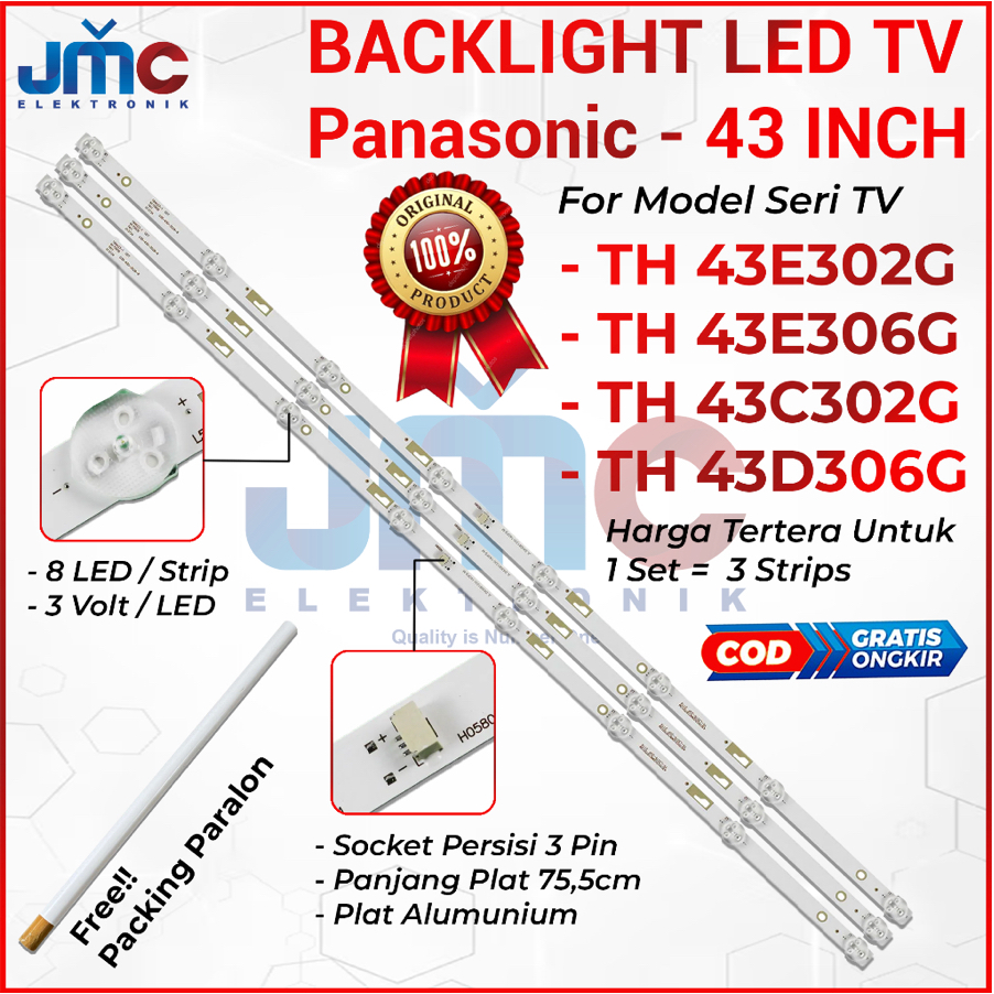 BACKLIGHT TV LED PANASONIC 43 INCH TH43E306G TH43E302G TH43C302G TH43D306G 43E306G 43E302G 43C302G 4