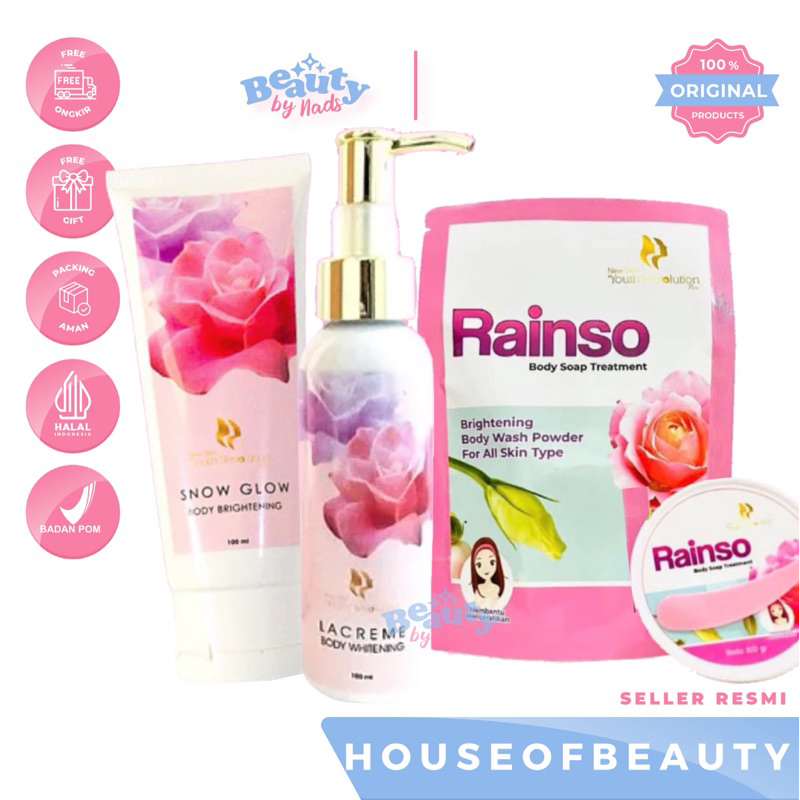 BEAUTYBY.NADS | LA CREME BODY BLEACHING WHITENING SNOW GLOW BODY BRIGHTENING REVOLUTION PLUS RAINSO 