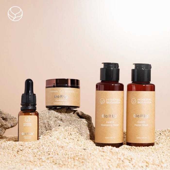 MINERAL BOTANICA Glo It Up SERIES | CoQ10+++ Intensive Cream - Facial Wash - Hydrating Toner - Serum