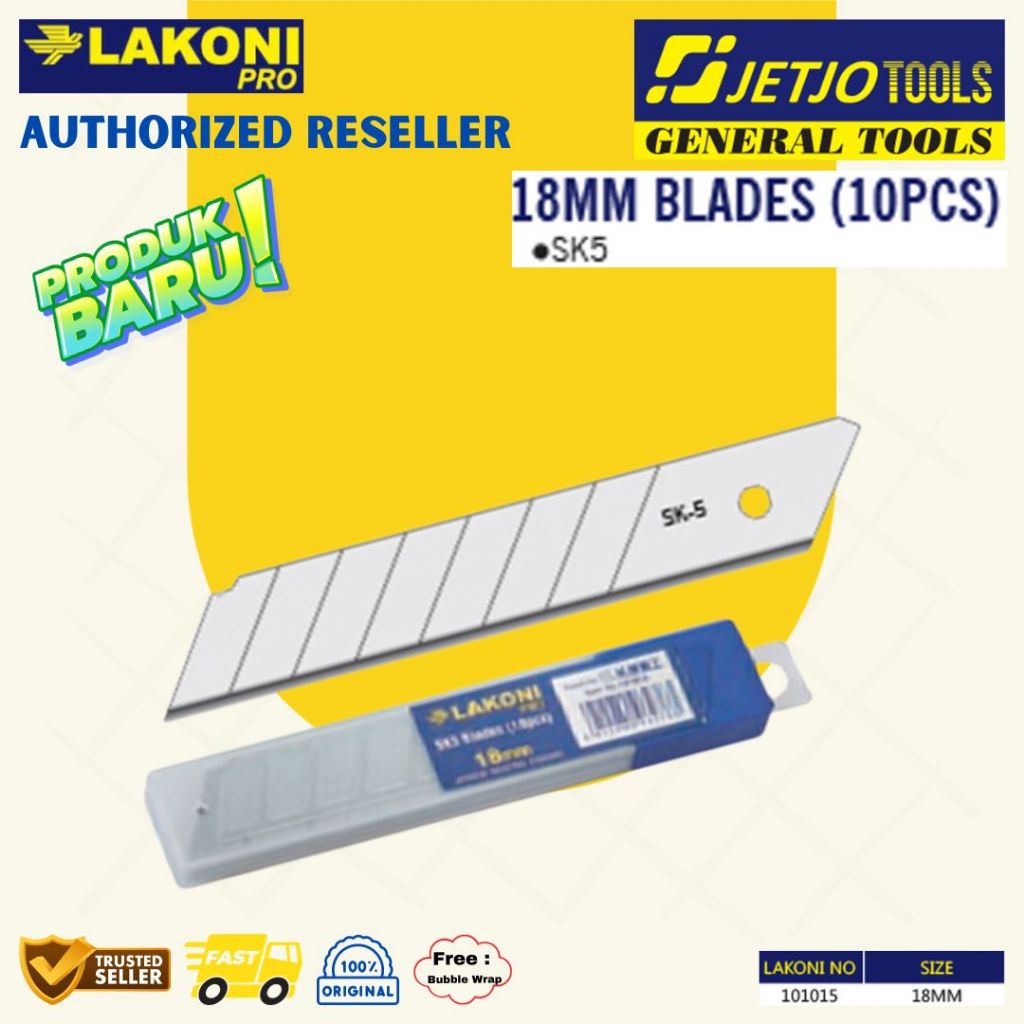 

Jetjo Tools Lakoni Pro Refill Mata Pisau Cutter 18mm Blades 10 pcs
