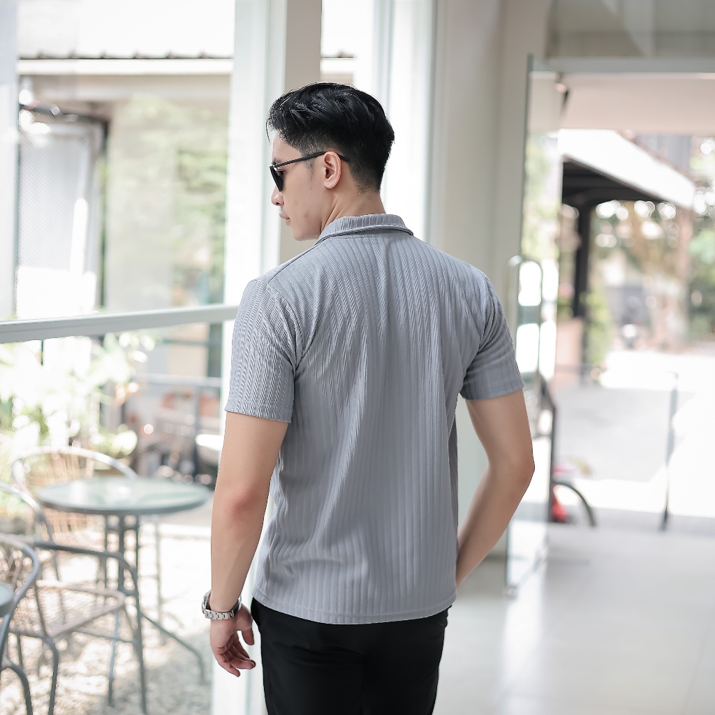 CREDO Kaos Polo Shirt Pria Kerah Knit Premium Ash Grey