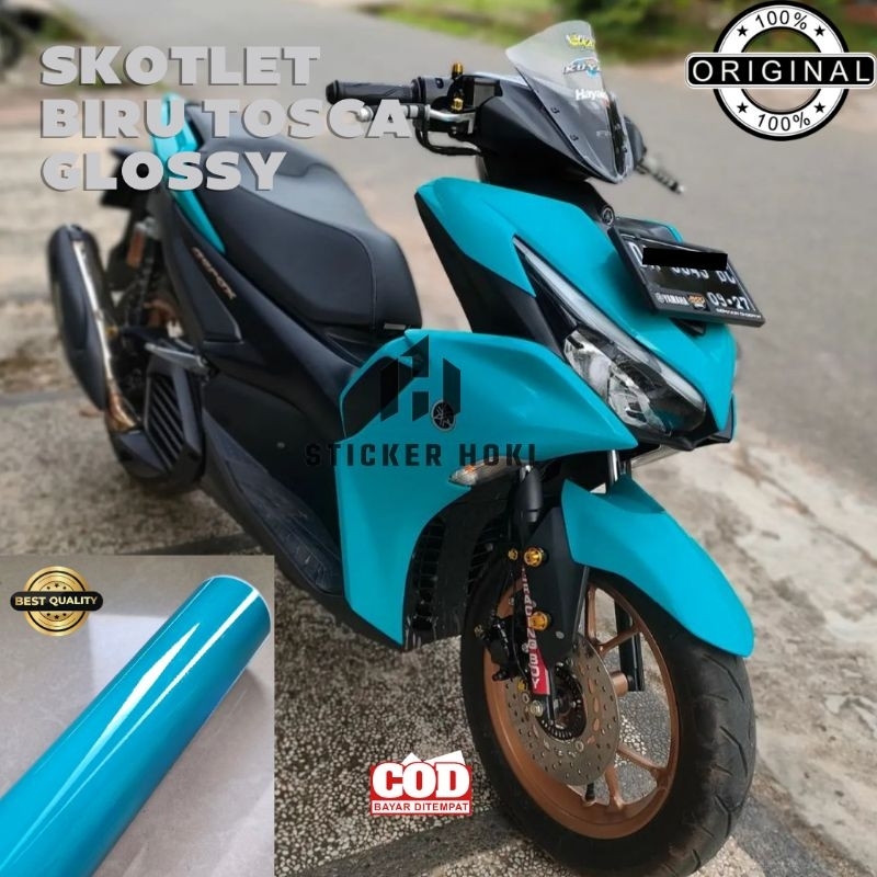 SKOTLET STIKER MOTOR BIRU TOSCA GLOSY SCOTLITE BLUE TOSCA GLOSY SKOTLET BIRU TOSKA GLOSY SKOTLET GLO