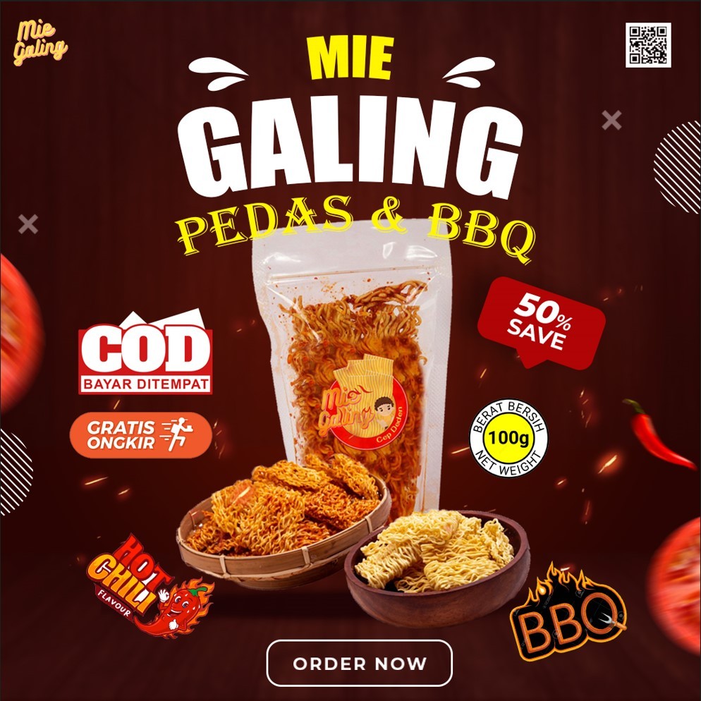 

MIE GALING Cep Deden 100g Rasa BBQ (Barbecue) dan Pedas Daun Jeruk Renyah Nikmat Bikin Nagih Kriuk kriuk (Mie Lidi Mie Kriting Keriting Mie Instant) Viral Termurah no. 1