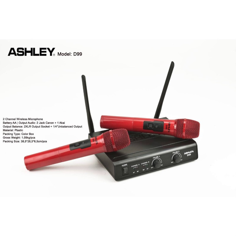 Mic Wireless Ashley D99 / Mic Ashley D 99 Produk Ashley 2 Mic