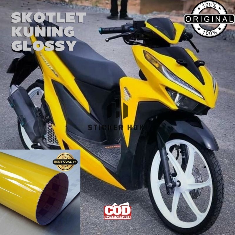 SKOTLET STIKER MOTOR YELLOW GLOSY KUNING GLOSY SKOTLET KUNING GLOSY STIKER GLOSY SCOTLITE GLOSY HARG