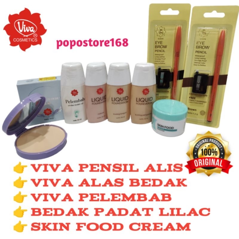 VIVA PENSIL ALIS/ ALAS BEDAK/ PELEMBAB UNDER MAKEUP/ VIVA BEDAK PADAT LILAC/ SKIN FOOD CREAM/ SKINCA