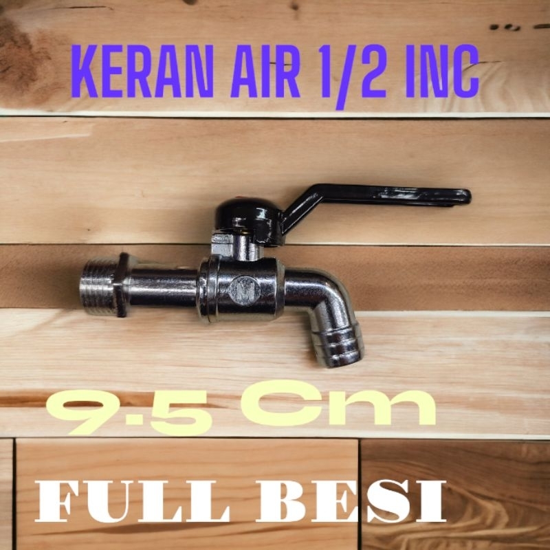 KRAN AIR 1/2INC FULL BESI GAGANG HITAM  MURAH