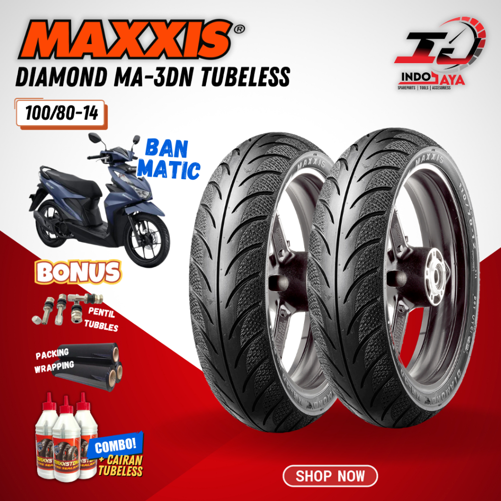 [BAYAR DI TEMPAT] BAN MAXXIS DIAMOND MA-3DN 100/80-14 / 100/80-14 / BAN TUBELESS 100/80-14 BAN MOTOR