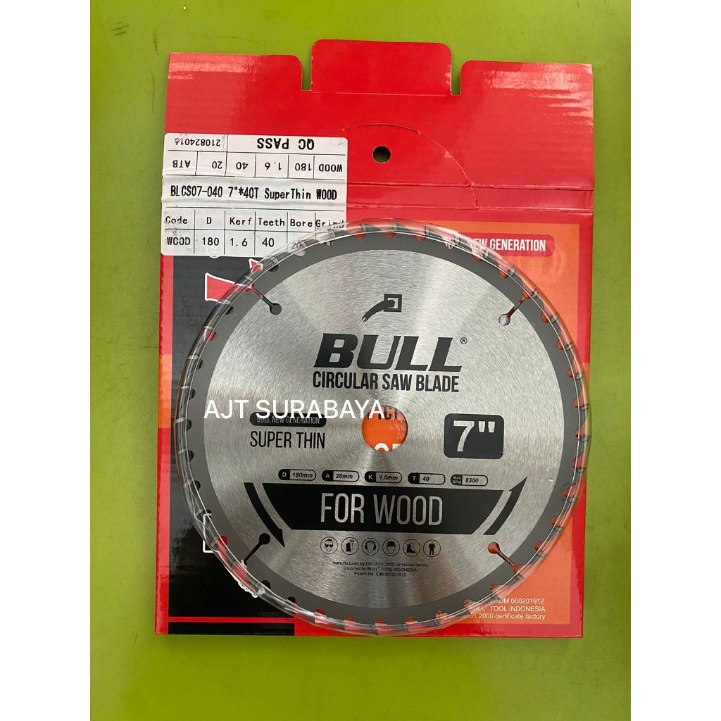 Circular Saw Mata Gergaji Kayu 7 X 40T BULL