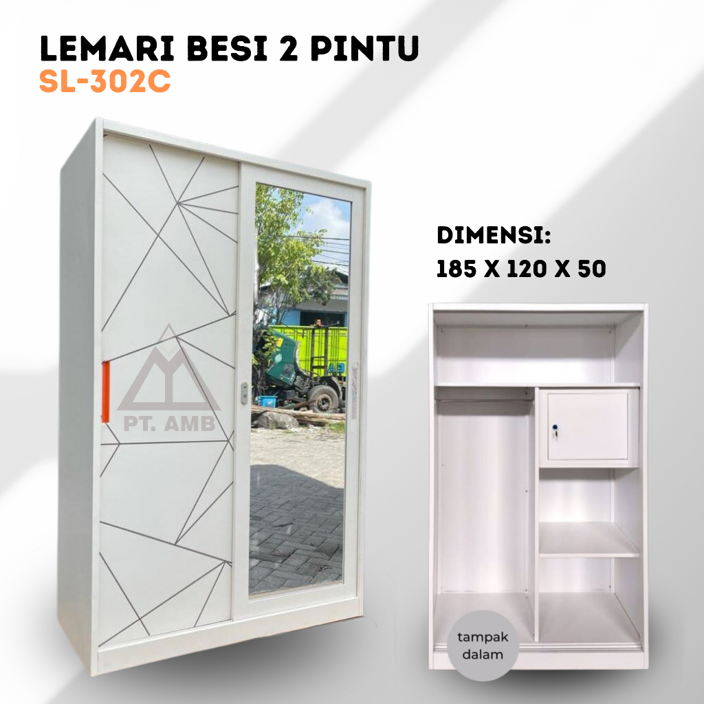 LEMARI BAJU JUMBO MURAH/LEMARI BAJU MINIMALIS/LEMARI BAJU SLIDING MURAH/LEMARI PAKAIAN 2 PINTU BESI 