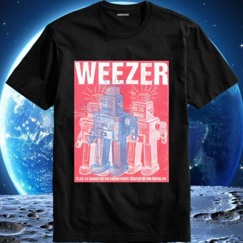 Kaos Baju Tshirt Pria Cowok Laki Dewasa Band Weezer Buddy Holly Beverly Hills Make Believe OK Human 