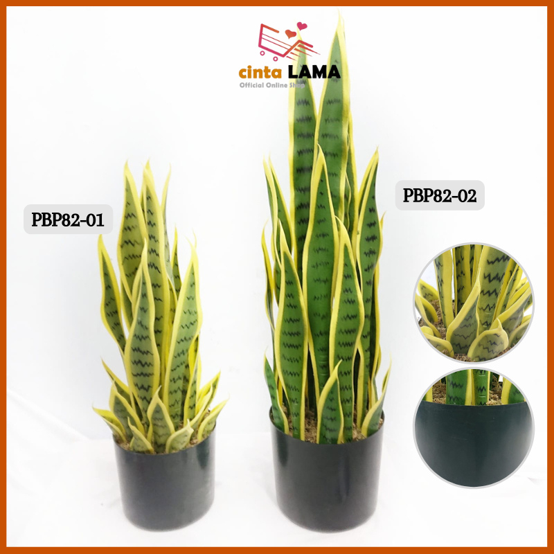 Pot Tanaman Hias Plastik Artificial Daun Lidah Mertua Ornamen Dekorasi Rumah Ruang Tamu Import PBP82