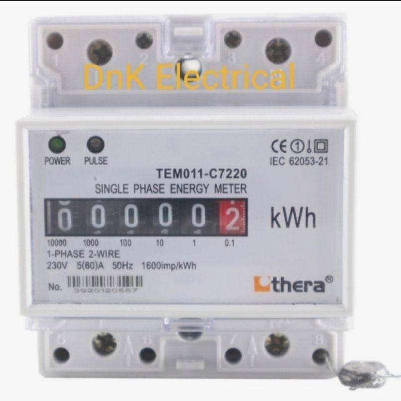 KWH Meter 1 Phase Counter/Analog Merk THERA TEM011-C7220