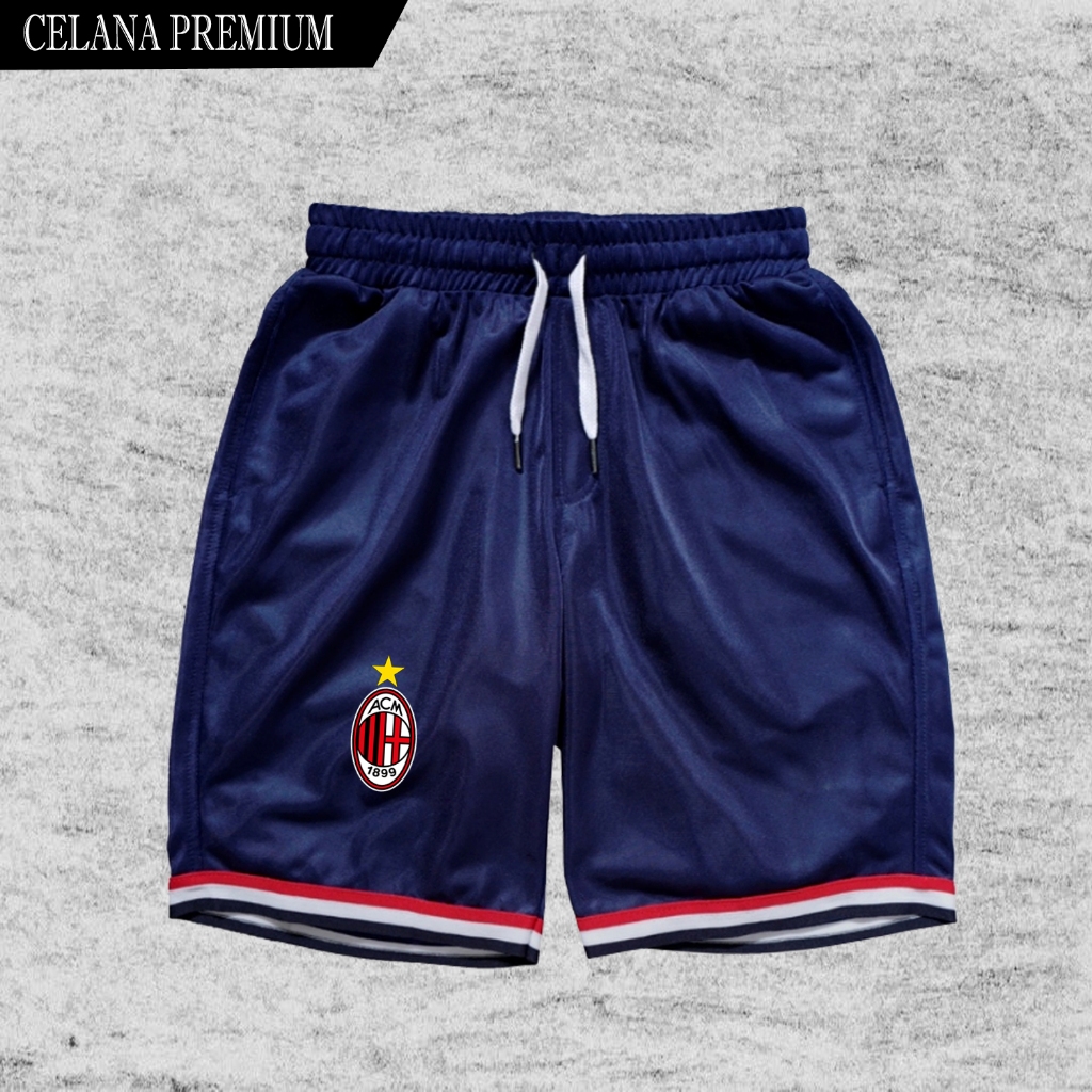 Celana Pendek Pria casual Ac Milan | Celana Olahraga Pendek Pria Jumbo Celana Bola Futsal Running Jo