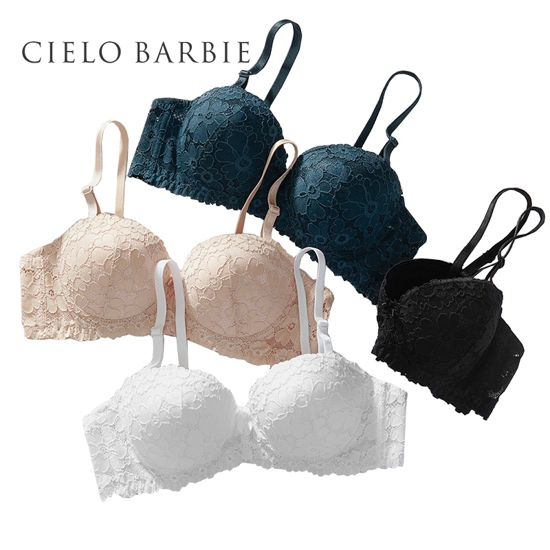 CIELO BARBIE Bra Renda 1/2 Cup Seksi Berkawat Busa Tebal Push Up Untuk Cup A/B