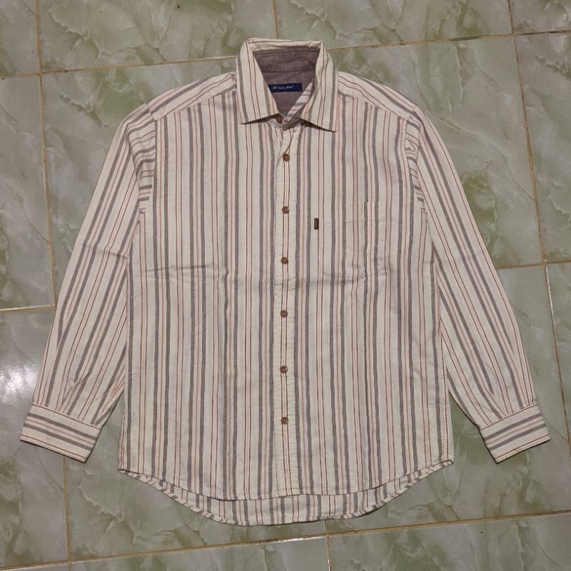 Kemeja Panjang Golden Bear Salur Stripe Coklat Original Second Preloved