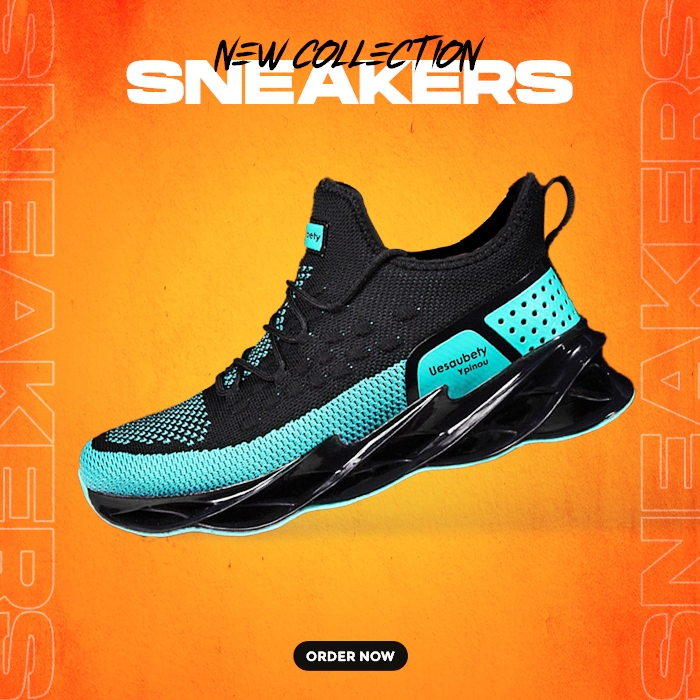 Sepatu Olahraga Sneakers Pria Sport Hitam Import Kasual Running Kets SK54