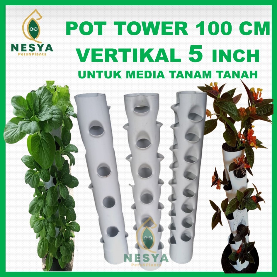 Growing Pot Tower Pot Paralon 5 Inchi Vertikultur Pot Tanaman Vertikal Garden 1 Meter
