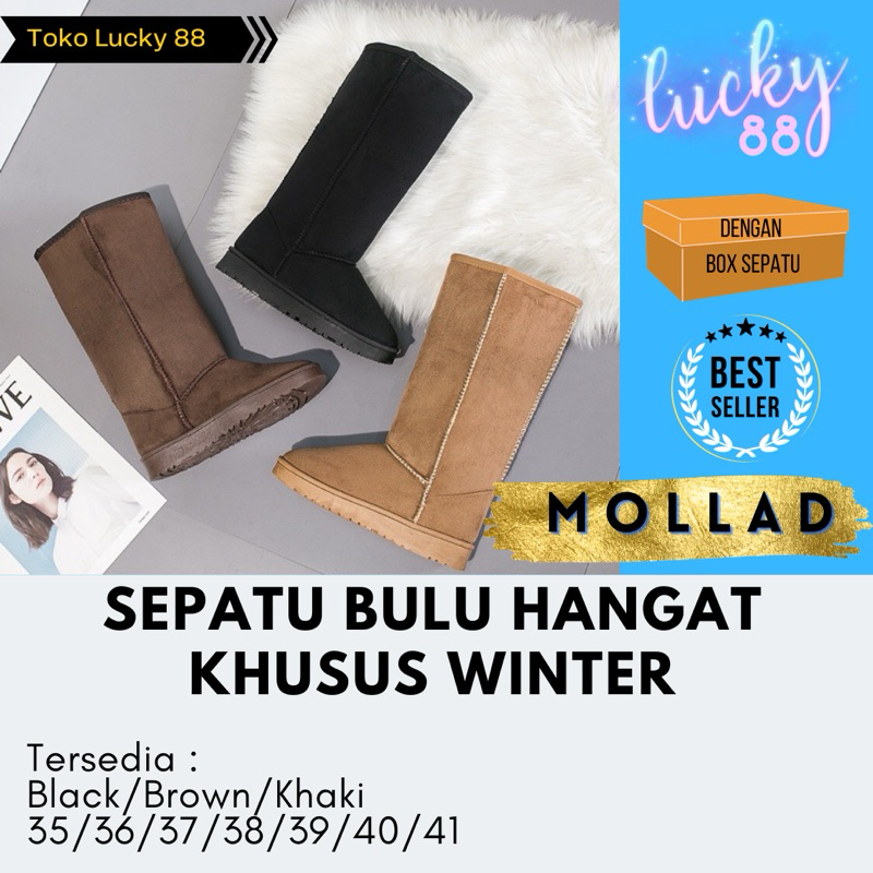 XQ8124 Boots UGG Long Sepatu Boots Winter Import Bulu Musim Dingin Suede Fur
