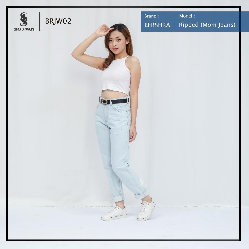 HEYSISNESIA | BERSHKA MOM JEANS FOR WOMAN | RIPPED JEANS HIGHWAIST | JEANS BOYFRIEND WANITA | BRJW02