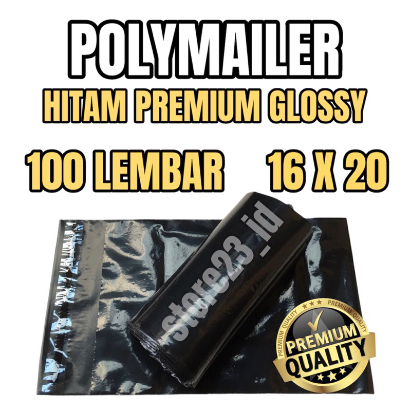

POLYMAILER 16 X 20 HITAM PE PREMIUM GLOSSY ISI 100 LEMBAR - PLASTIK PACKING POLYMAILER 16X20 ONLINE SHOP + PEREKAT