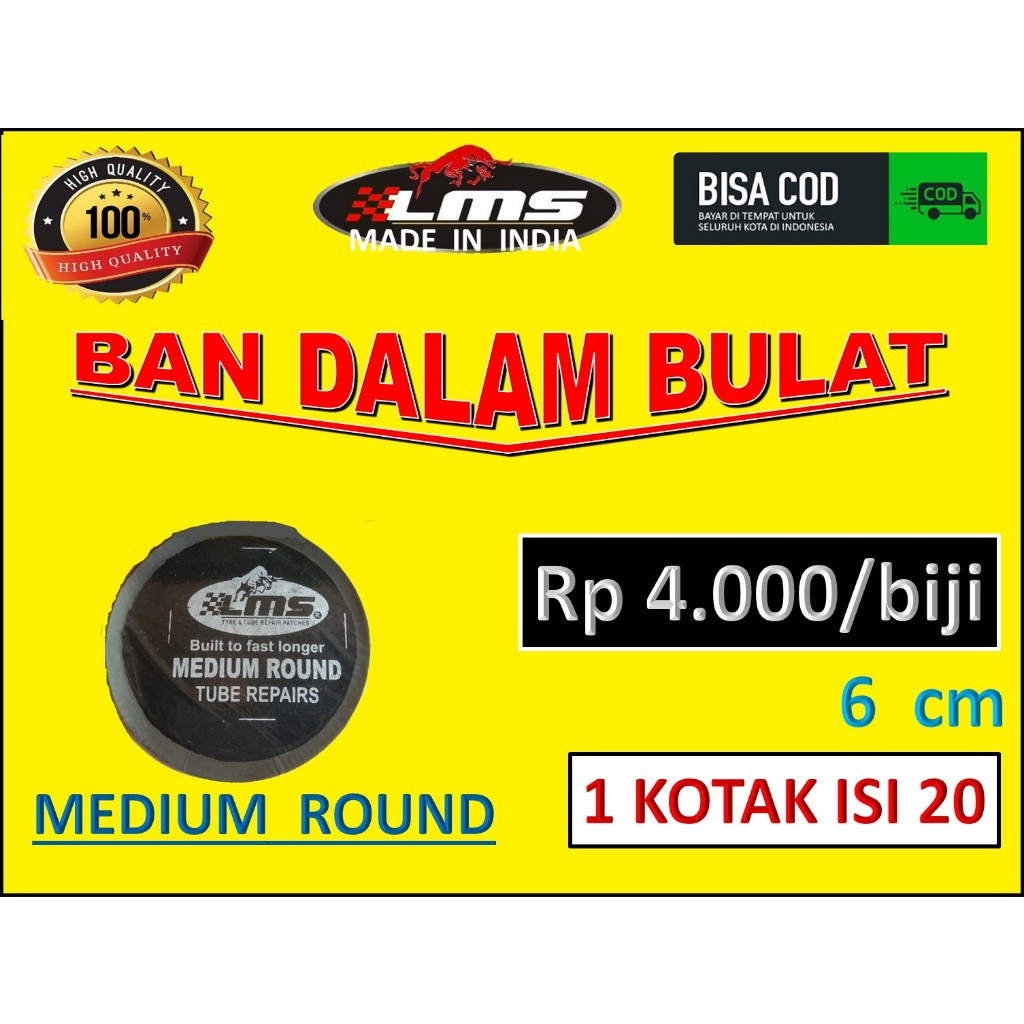 tambal tip top MEDIUM round LMS the bestpatch tire repair karet tambal ban dalam tanpa bakar  tubele