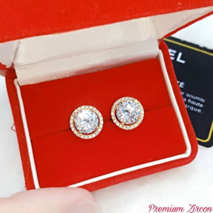 Terlaris giwang mata mewah berlian titanium gold perhiasan wanita Terbaru