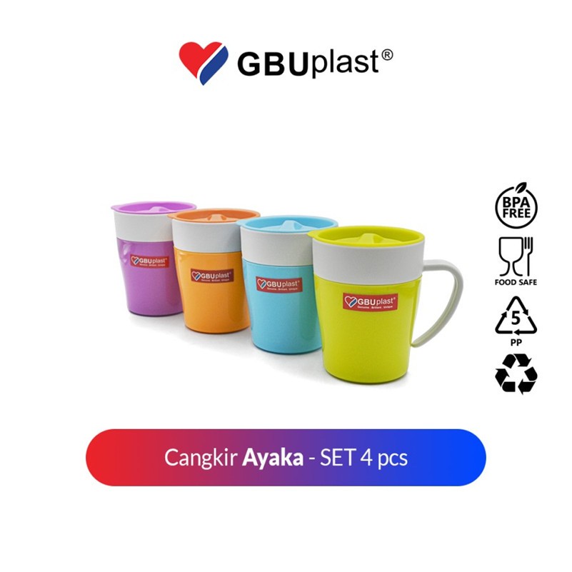 Gelas Plastik GBU Plast Mug Plastik 4 pcs Gelas Ayaka Set