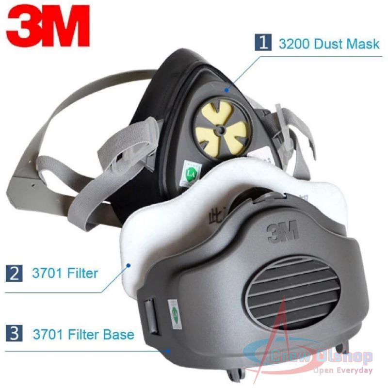 Masker Safety Respirator 3M 3200 Set Half Face Gas Pelindung dari Asap dan Debu