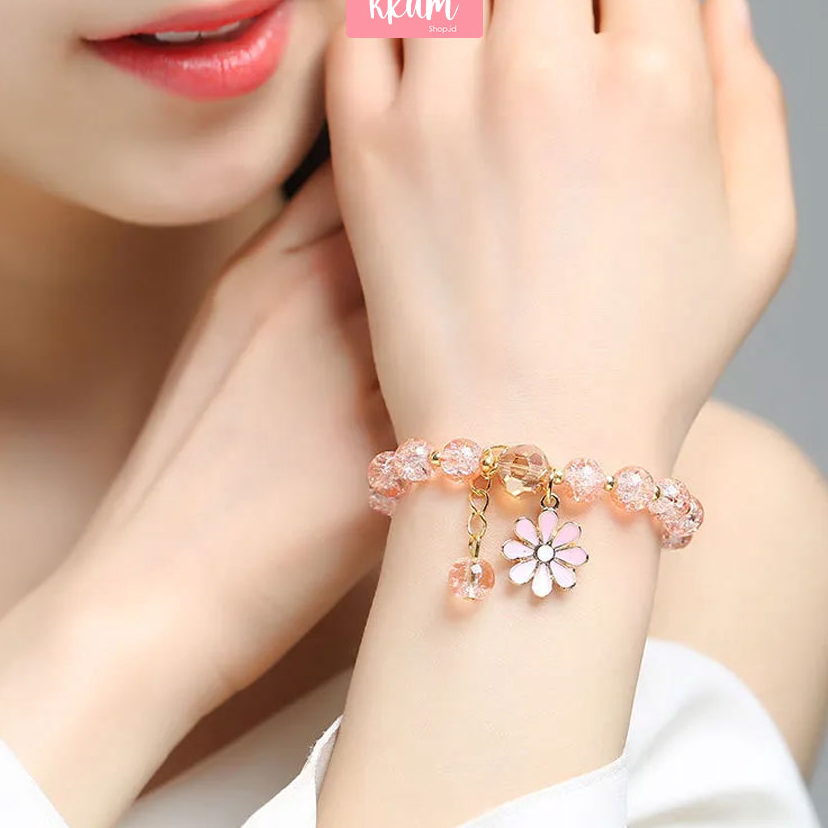 ➝↑❁⁂ Gelang wanita Korean crystal bunga daisy/ Fashion aksesoris kristal bunga matahari Terupdate