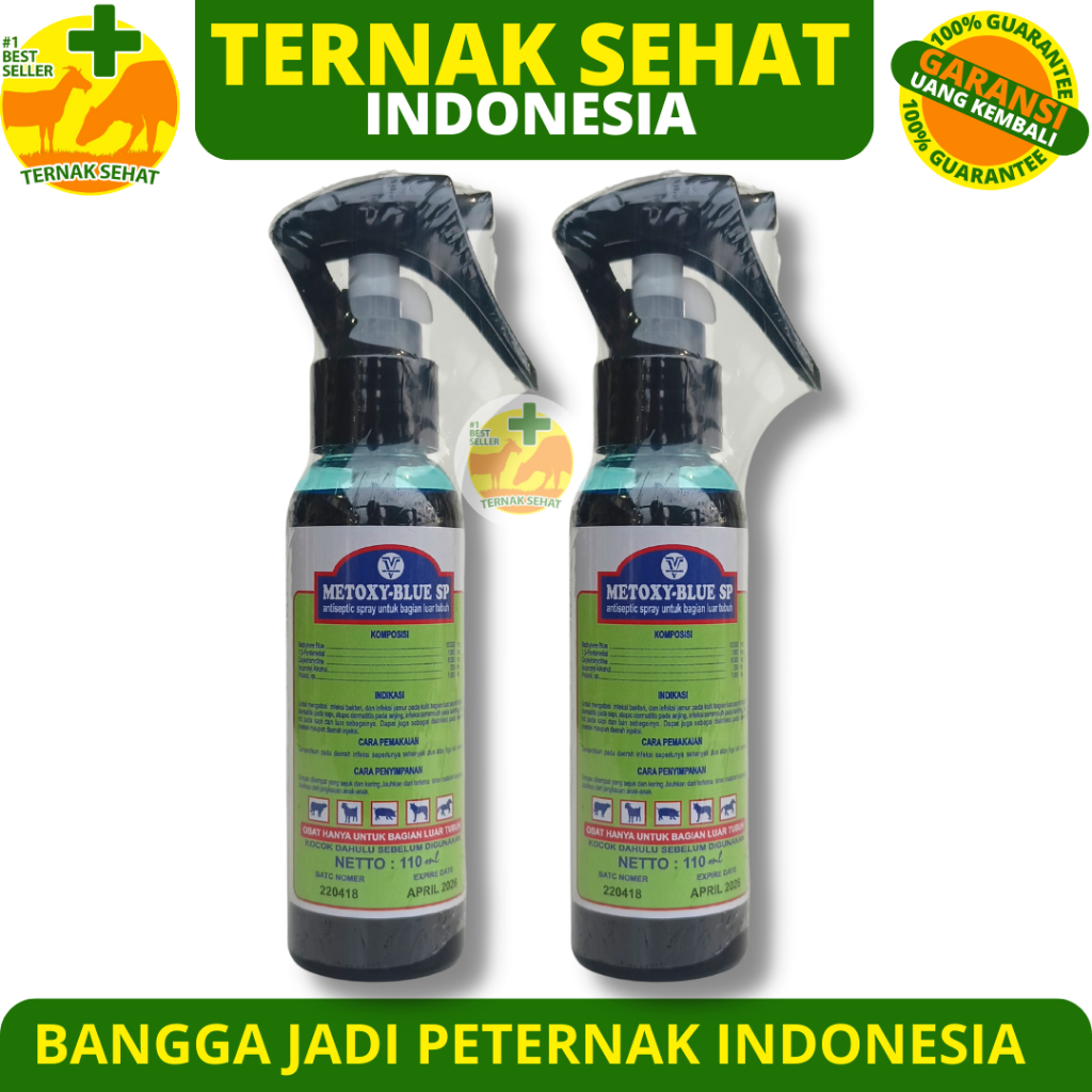 METOXY BLUE 110ml - Obat Luka Hewan Spray - Obat Luka Kulit LSD Sapi