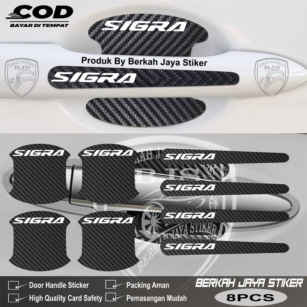 8pcs Stiker Karbon 3D Pelindung Handle Pintu Mobil Sigra Stiker Pelindung Mobil Anti Gores Untuk Dai
