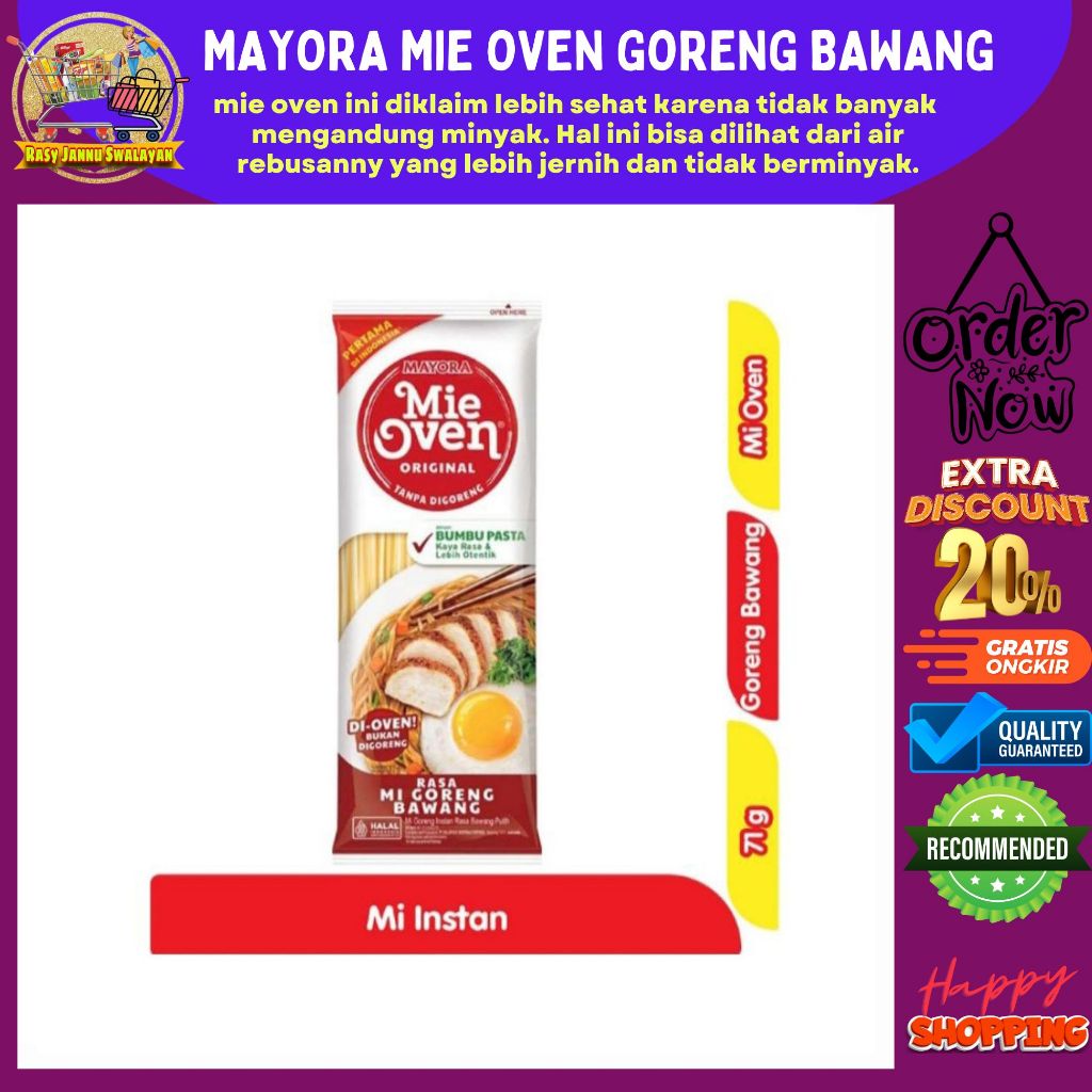 

Mie Oven Mayora Rasa Mi Goreng Bawang 71gr .