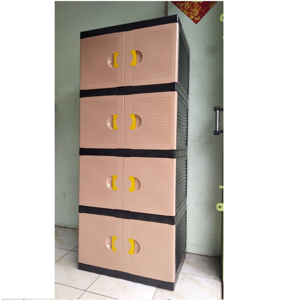 STAR Lemari Plastik jumbo Besar Murah 4 SUSUN 2 PINTU / Lemari Pakaian/ Lemari Serbaguna Susun MULTI