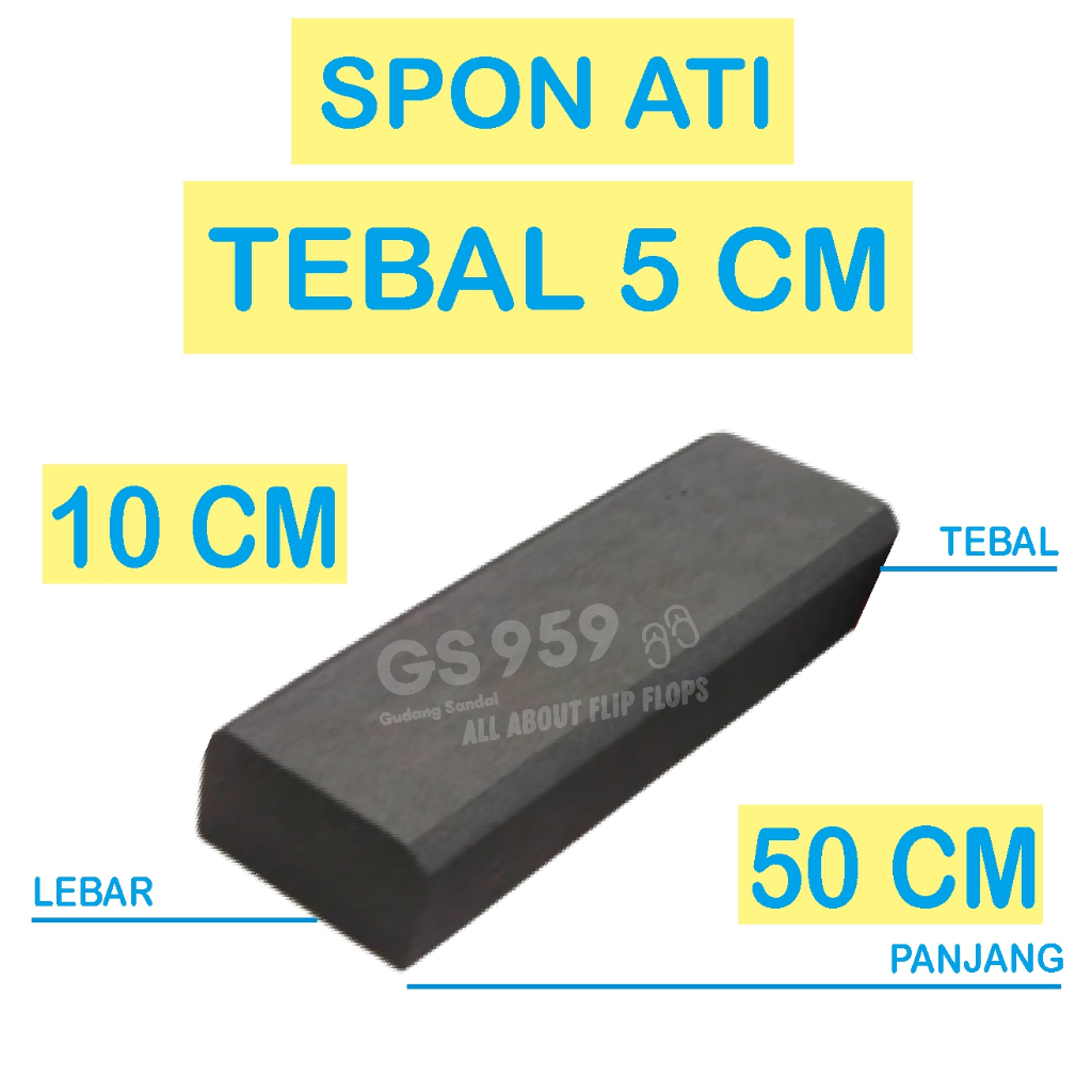 SPON ATI / BUSA ATI / SPON EVA TEBAL 5 CM WARNA HITAM UKURAN 50 CM X 10 CM