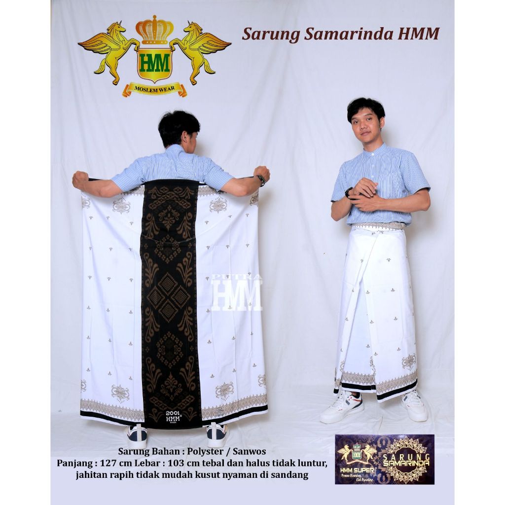Promo Sarung Samarinda HMM Polos Putih Terbaru Sarung Putih Motif HMM Bisa COD