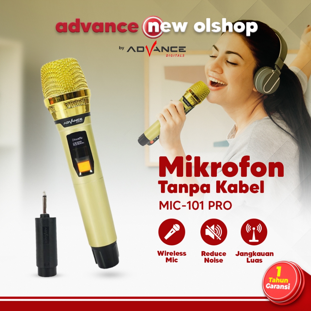 Advance Mic Karaoke Mikrofon Original Wireless Mic 101pro Microphone Profesional Mic Wireless Gold