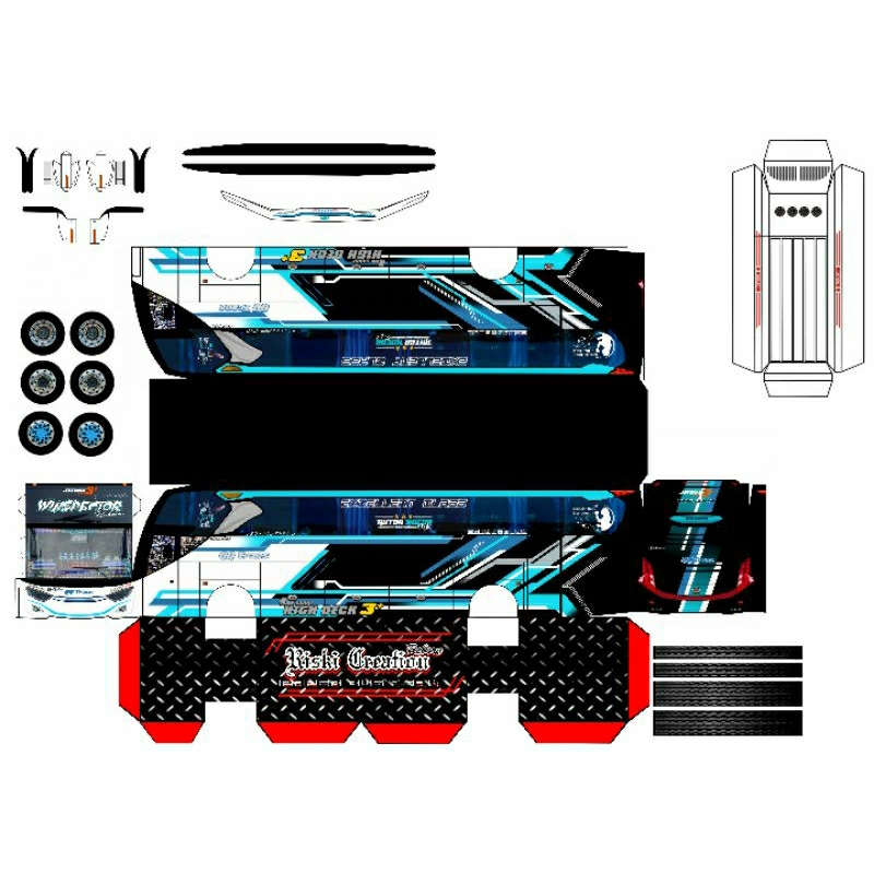 LEMBARAN PAPERCRAFT BUS QQ TRANS WINSPECTOR PANJANG 45CM