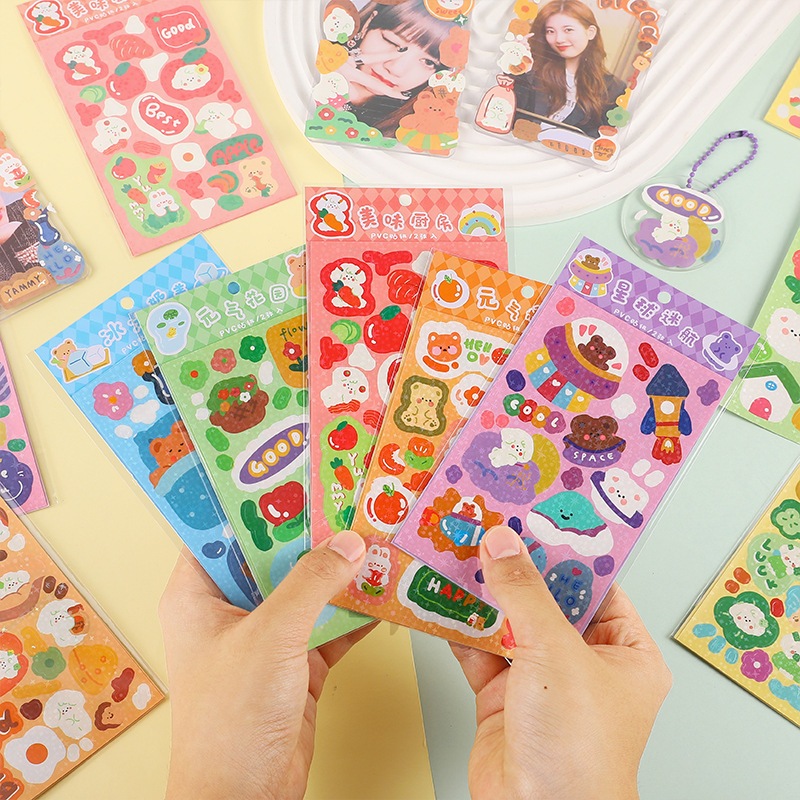 

[1 Set isi 2] Sticker Deco Stiker Dekorasi PVC untuk Scrapbook Photocard - CUTE ANIMALS