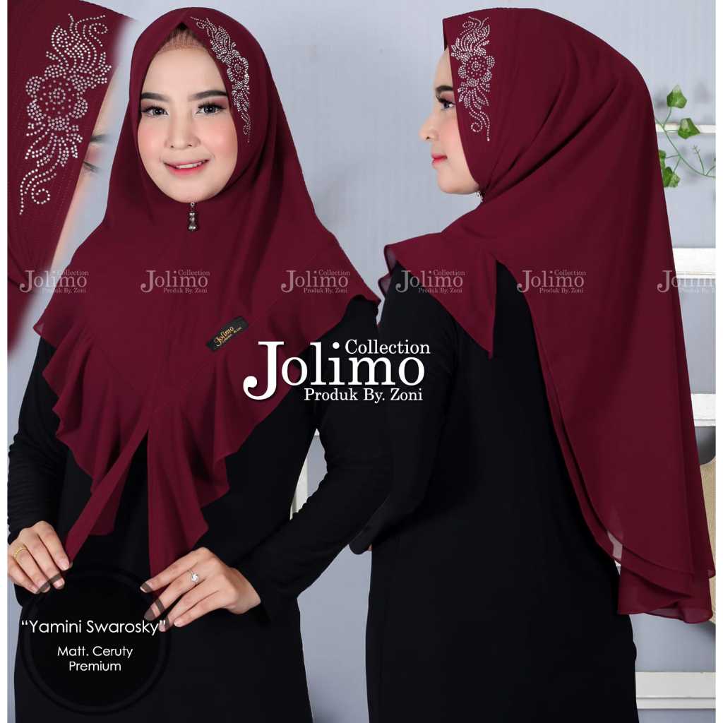 Khimar Ceruty Yamini Swarovski – Hijab Instan 2 Layer Premium | Jilbab Instan & Kerudung Instan