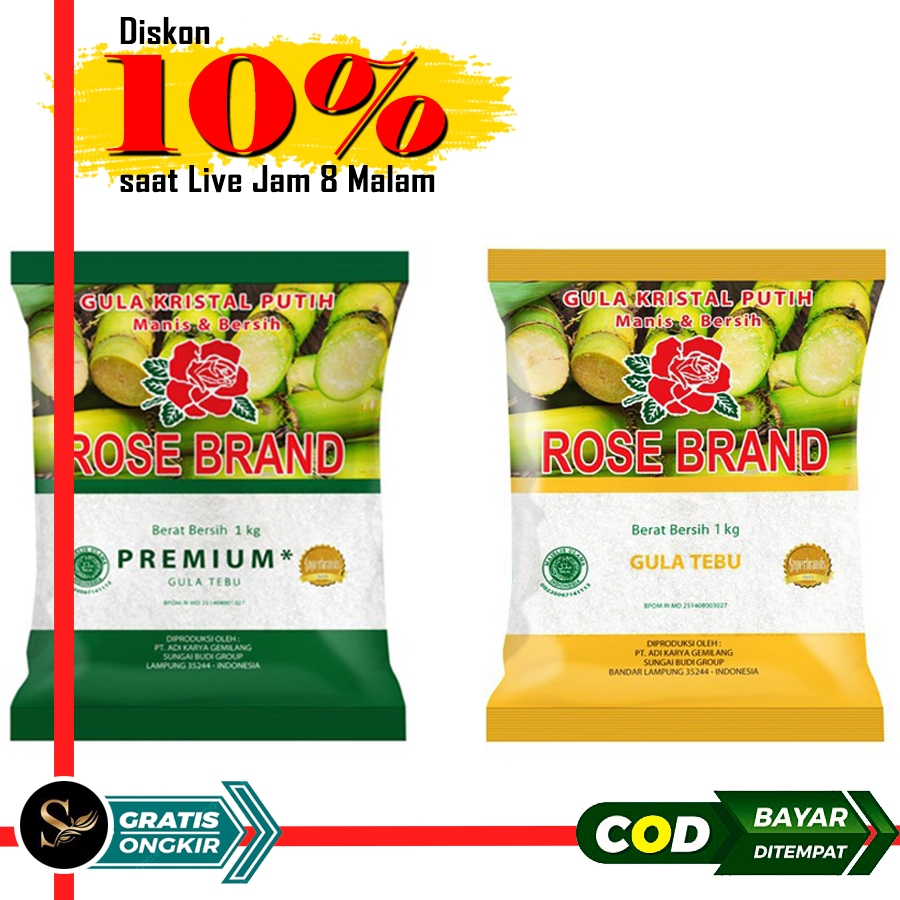 

Live Sale 3pcs Gula Rose Brand Kemasan 1kg Murah Paket Diskon Gula Pasir Rosebrand 1 Kg Kuning Hijau Promo Gula Tebu Asli Gulaku Rosebrand 1kg