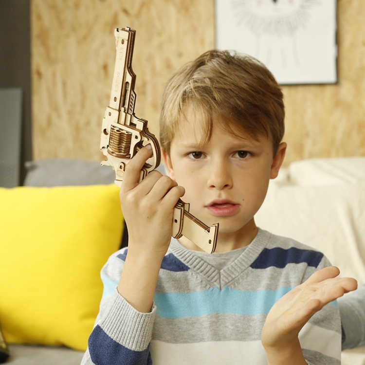 Mainan puzzle 3D DIY mainan pistol model perakitan kayu cocok untuk hadiah ulang tahun anak-anak dan orang dewasa murni buatan tangan