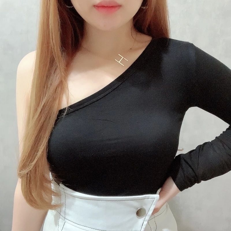 ONE SHOULDER LONG SLEEVE - LONG SLEEVE CROP TOP - ONE SHOULDER CROP